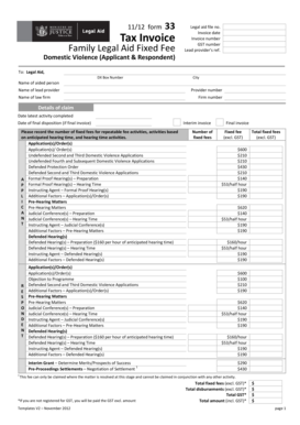 Form 33 Tax Invoice Family Legal Aid Fixed Fee: Domestic Violence - justice govt
