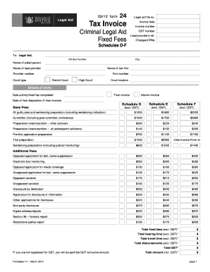 Form 24 Tax Invoice Criminal Legal Aid Fixed Fees DF Ministry of ... - justice govt