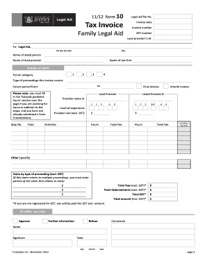 Form 10 Tax Invoice Family Legal Aid Ministry of Justice, New ... - justice govt