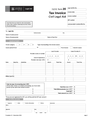 Form 20 Tax Invoice Civil Legal Aid Ministry of Justice, New ... - justice govt