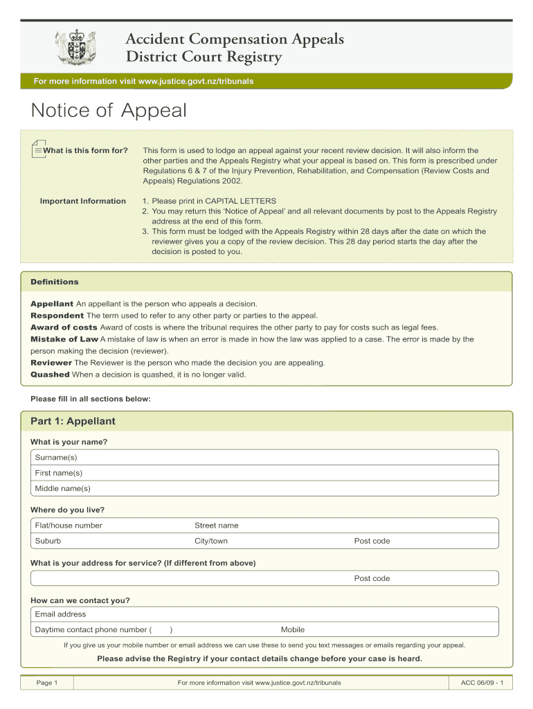 Fillable Online courts govt Notice of appeal form (PDF, 266Kb) Fax