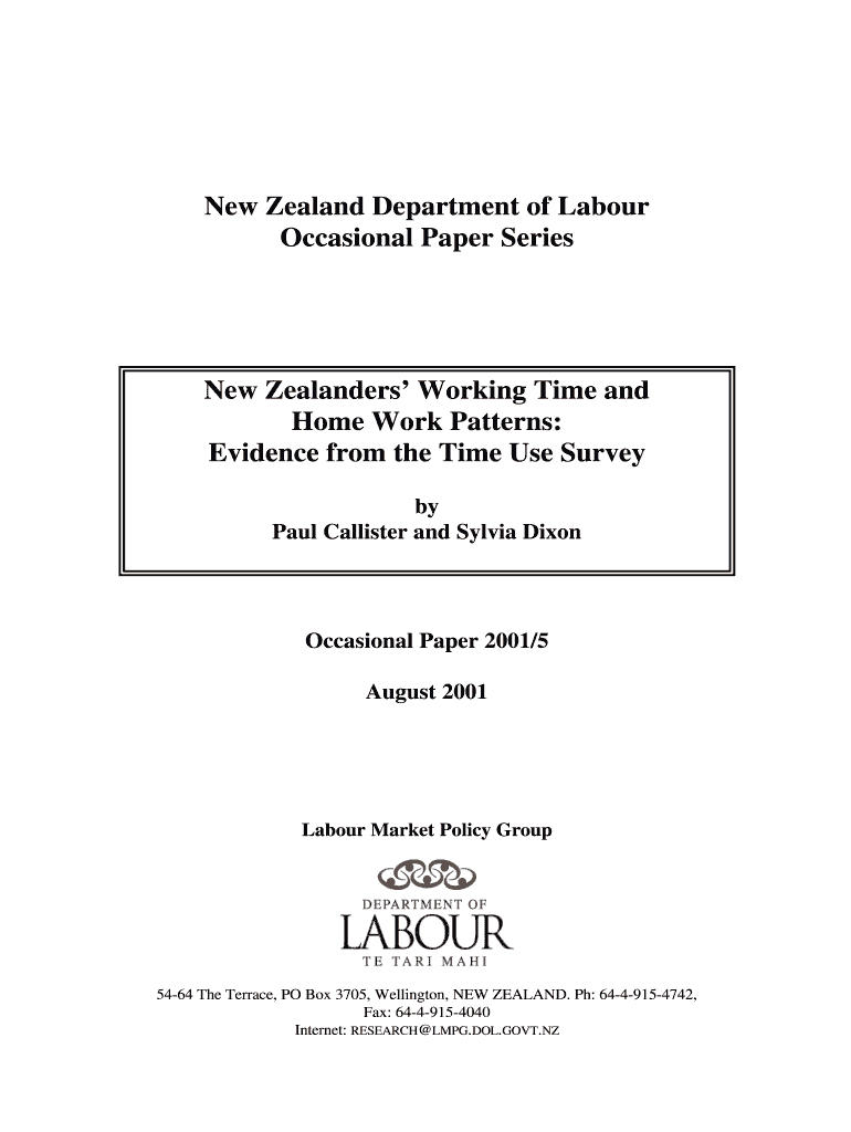 New Zealand Department of Labour Occasional Paper Series New - dol govt Preview on Page 1