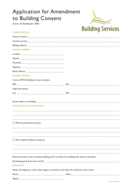Application for Amendment to Building Consent