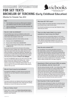 Bachelor of Teaching Textbook Order Form