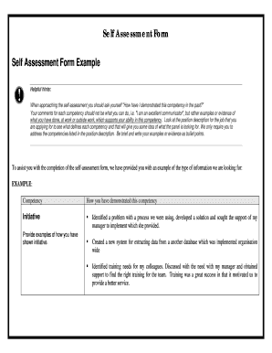 Self Assessment Form