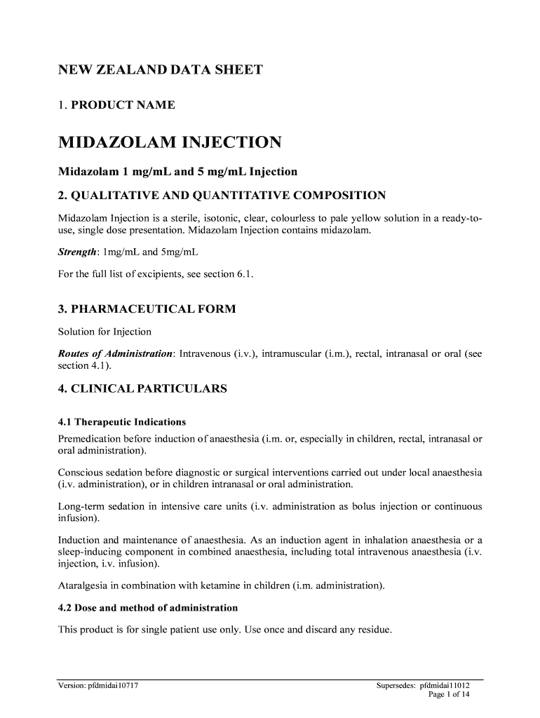 Midazolam 1 mg mL and 5 mg mL Injection Preview on Page 1