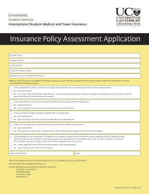 International Student Medical and Travel Insurance Application