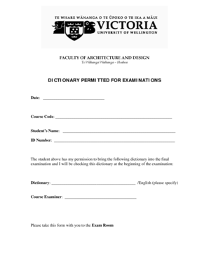 Dictionary Permit Form