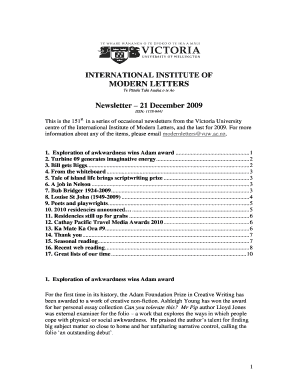 Modern Letters newsletterInternational Institute of Modern Letters