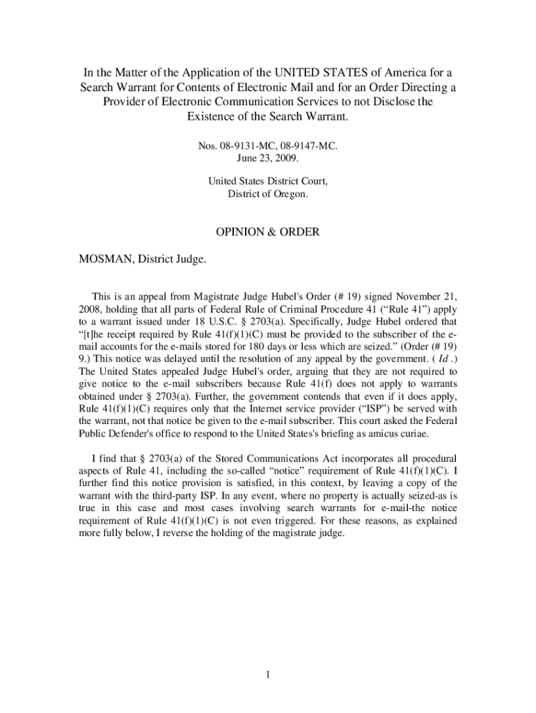 In the Matter of the Application of the UNITED STATES of America Preview on Page 1