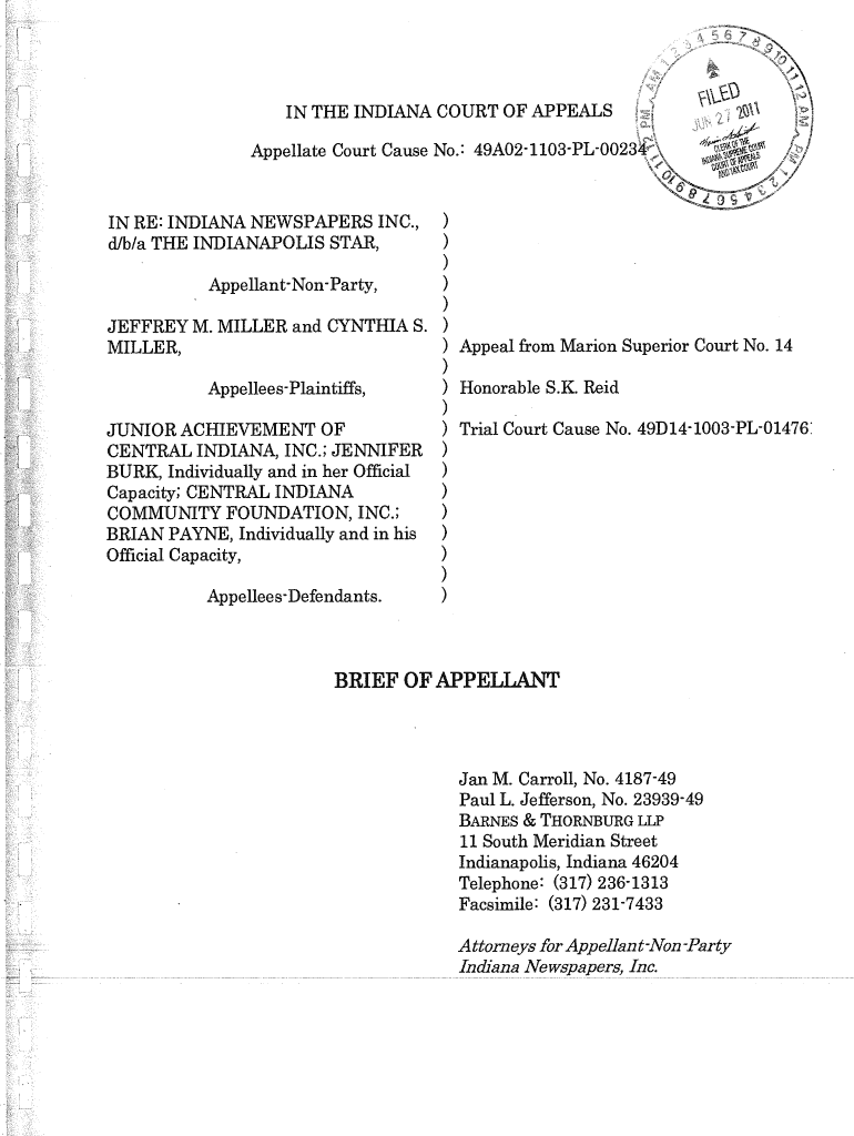 Appellate Court Cause No Preview on Page 1