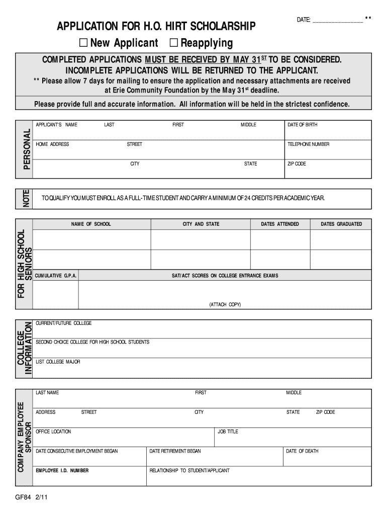 application hirt scholarship template Preview on Page 1.