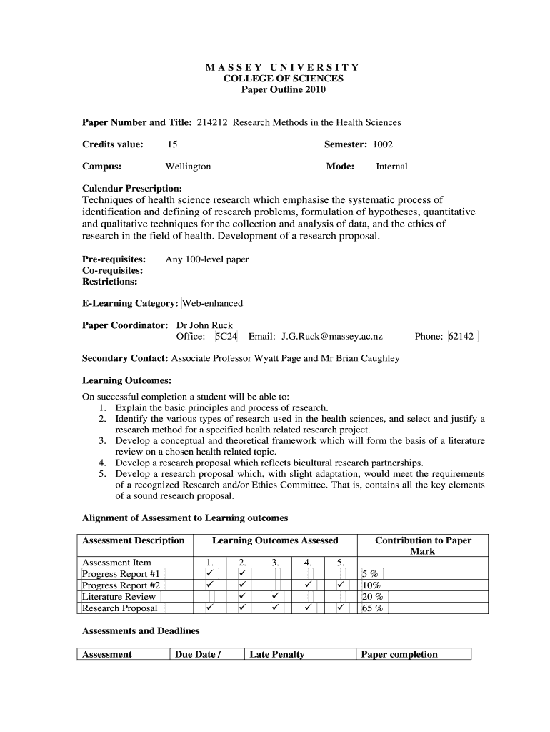 Techniques of health science research which emphasise the - science massey ac Preview on Page 1