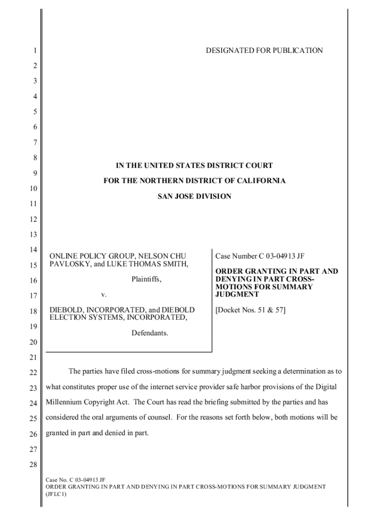 Civil Forms - Northern District of California - U S Courts Preview on Page 1