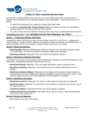 Domestic Wire Transfer Request Form