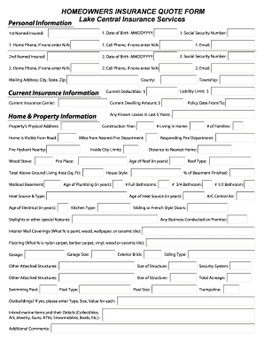 Homeowners insurance quote form - Annandale State Bank