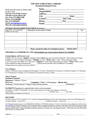 New York Public Library Permissions Request Form