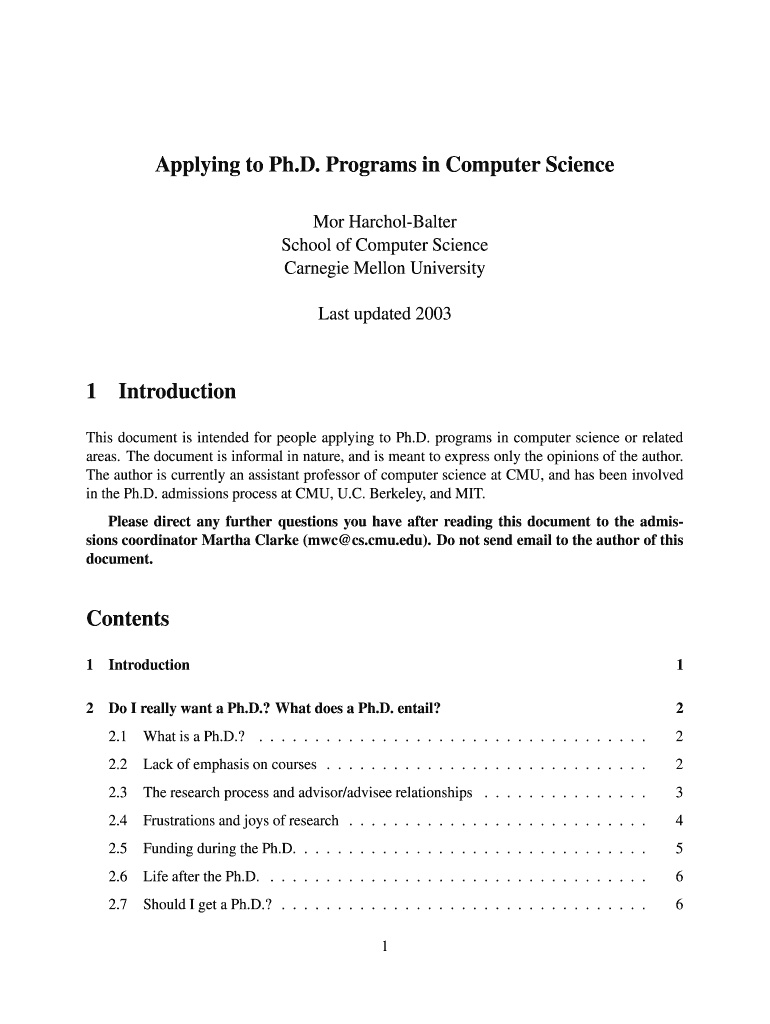 Ph D Program RequirementsCarnegie Mellon University - Computer Preview on Page 1