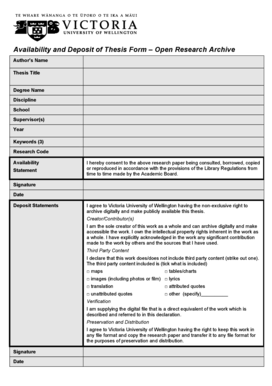 Thesis Availability and Deposit Form