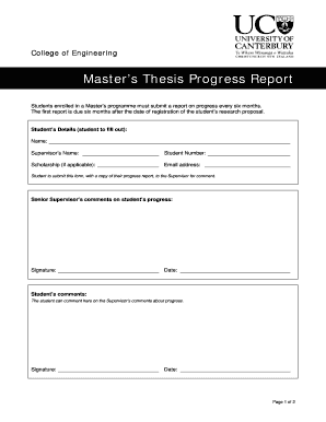 master thesis progress report sample