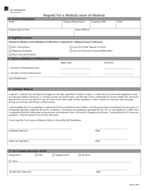 Request for Medical Leave of Absence