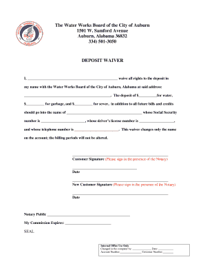 Water Works Deposit Waiver