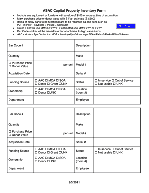 Furniture and Office Equipment Inventory Form