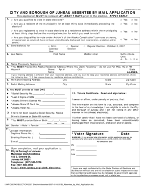 City and Borough of Juneau Absentee by Mail Application
