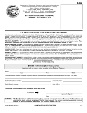 Alaska Esthetician License Renewal