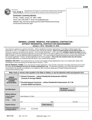 Alaska General Contractor License Renewal