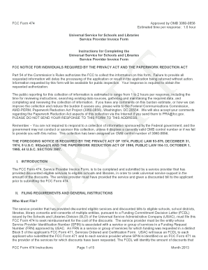 FCC Form 474 Service Provider Invoice
