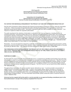 FCC Form 473 Service Provider Annual Certification