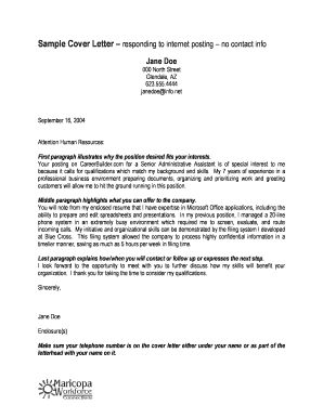 Standard application format - Sample Cover Letter responding to internet ... - City of Chandler - chandleraz