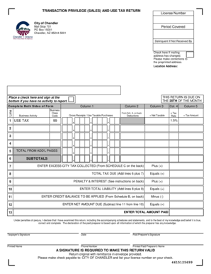 City of Chandler Sales and Use Tax Return