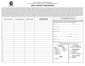 City of Chandler Adult Sports Waiver Form