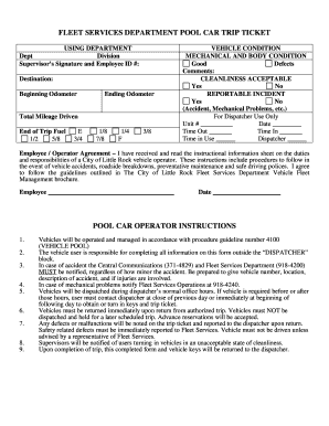 Pool Car Trip Ticket