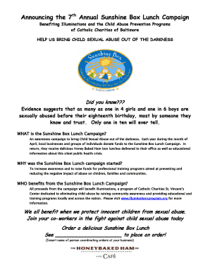 Sunshine Box Lunch Campaign Order Form