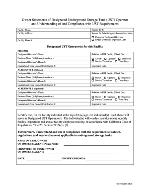 California UST Operator Designation Form