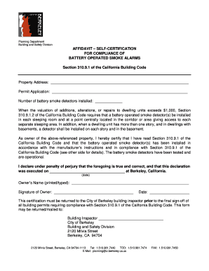 California Smoke Alarm Compliance Affidavit