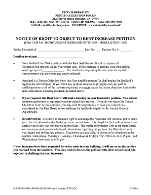 Berkeley Tenant Objection Form
