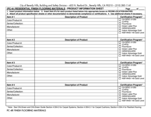 Residential Flooring Materials Product Information Sheet