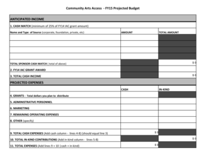 Projected Budget Form - Illinois Arts Council - arts illinois