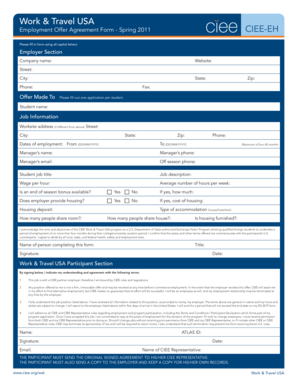 Work & Travel USA Employment Offer Agreement