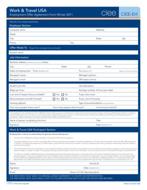 Work & Travel USA Employment Offer Agreement