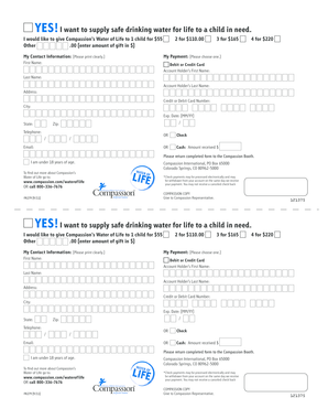 Compassion Water of Life Donation Form