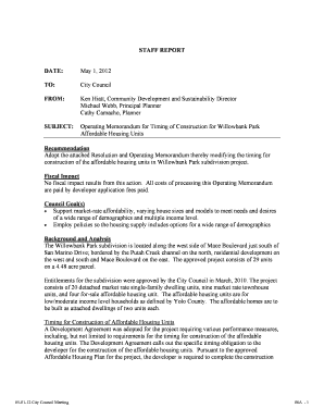 06A Willowbank Operating Memorandum - City Council - City of Davis