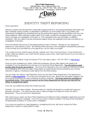 California Identity Theft Victim’s Complaint and Affidavit
