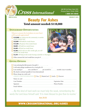 Beauty For Ashes Sponsorship Form
