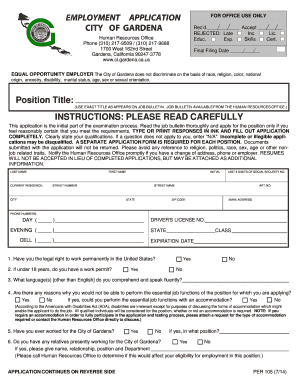 City of Gardena Employment Application