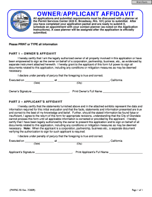 Owner/Applicant Affidavit Form - City of Glendale - ci glendale ca